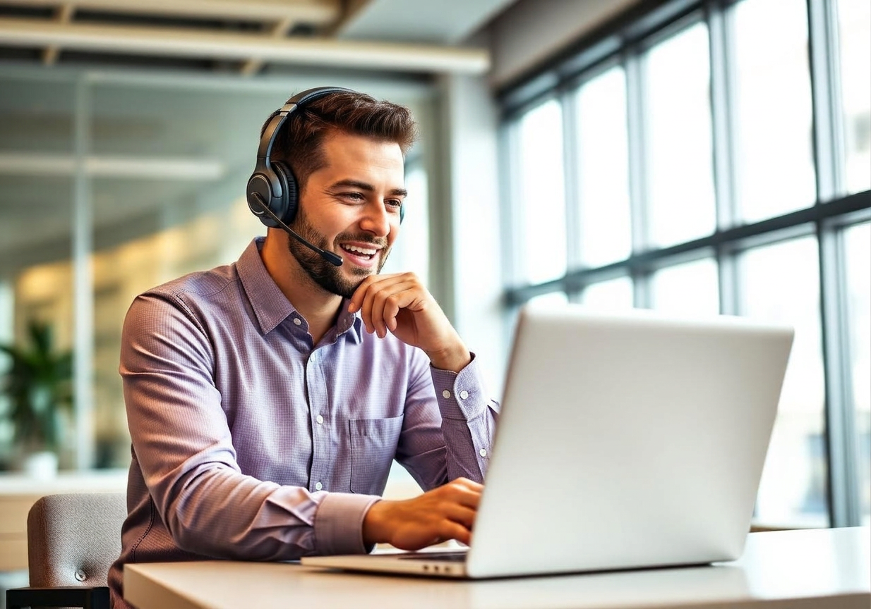 Projektmanager im Büro telefoniert mit einem Handwerker